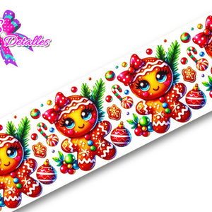 LBP27476 - Listón Estampado de 7,5 cm - Navidad (por metro)pia)