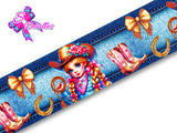 LBP07219 - Listón Estampado de 7,5 cm - Vaquera (por metro)