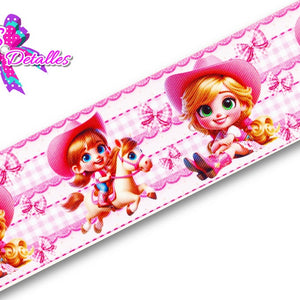 LBP07365 - Listón Estampado de 7,5 cm - Vaquera (por metro)