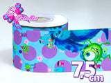 LBP07353 - Listón Estampado de 7,5 cm - Monster (por tira)