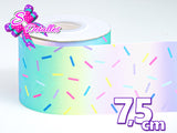 LBP07135 - Listón Estampado de 7,5 cm - Virutas (por metro)