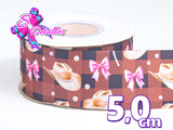 LBP06033 - Listón Estampado de 5,0 cm - Vaquera (por metro)