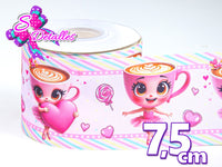 LBP07144 - Listón Estampado de 7,5 cm - Ballerina Capuchina (por metro)