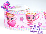 LBP07144 - Listón Estampado de 7,5 cm - Ballerina Capuchina (por metro)