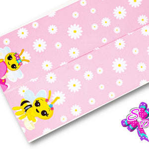 LBP07002 - Listón Estampado de 7,5 cm - Abejas (por tira de 90 cm)