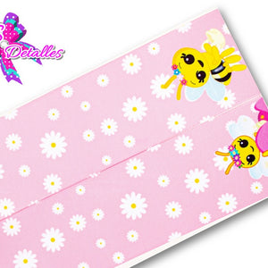 LBP07002 - Listón Estampado de 7,5 cm - Abejas (por tira)