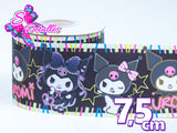 LBP07123 - Listón Impreso de 7,5 cm - Kuromi (por metro)