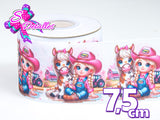 LBP07066 - Listón Estampado de 7,5 cm - Vaquera (por metro)