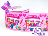 LBP07263 - Listón Estampado de 7,5 cm - Minecraft (por metro)