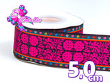 LBP06075 - Listón Impreso de 5,0 cm - Flores (por metro)