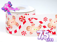 LBP27452 - Listón Estampado de 7,5 cm - Navidad (por metro)