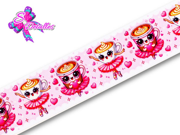 LBP06048 - Listón Estampado de 5,0 cm - Ballerina Capuchina (por metro)