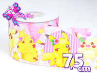 LBP07133 - Listón Impreso de 7,5 cm - Pikachu (por metro)