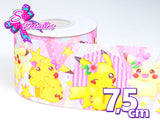LBP07133 - Listón Impreso de 7,5 cm - Pikachu (por metro)