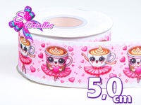 LBP06048 - Listón Estampado de 5,0 cm - Ballerina Capuchina (por metro)