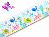 LBP07093 - Listón Estampado de 7,5 cm - Mar (por metro)
