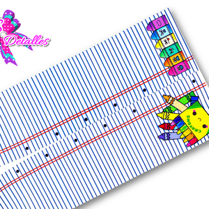 LBP07420 - Listón Estampado de 7,5 cm - Clases (Tira de 81 cm)