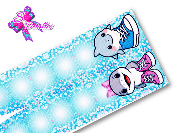 LBP07213 - Listón Estampado de 7,5 cm - Tenis Tralalero (Tira)