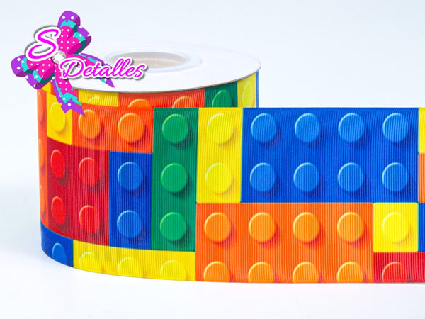 Rollo de 10 metros - Listón Impreso de 7,5 cm - Legos (por Rollo)