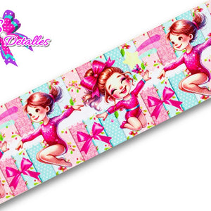 LBP07327 - Listón Estampado de 7,5 cm - Bailarina (por metro)