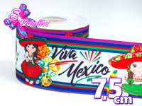 LBP07337 - Listón Impreso de 7,5 cm - Mexico (por metro)