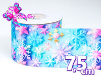 LBP07217 - Listón Impreso de 7,5 cm - Nieve (por metro)
