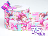 LBP07327 - Listón Estampado de 7,5 cm - Bailarina (por metro)