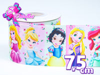 LBP07453 - Listón Impreso de 7,5 cm - Princesas (por metro)