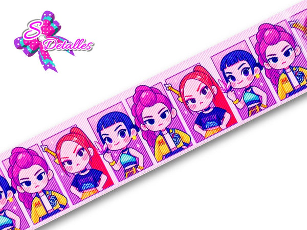 LBP06018 - Listón Estampado de 5,0 cm - Huntrix (por metro)