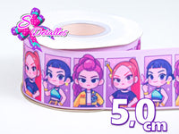 LBP06018 - Listón Estampado de 5,0 cm - Huntrix (por metro)