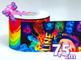 LBP07393 - Listón Estampado de 7,5 cm - Coraline (por tira)
