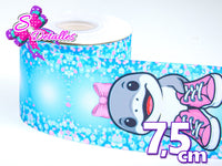 LBP07213 - Listón Estampado de 7,5 cm - Tenis Tralalero (Tira)