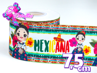 LBP07176 - Listón Impreso de 7,5 cm - Mexico (por metro)