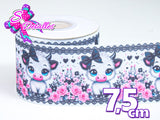LBP07220 - Listón Estampado de 7,5 cm - Vaca (por metro)