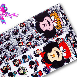 LBP07388 - Listón Estampado de 7,5 cm - Mafalda (por tira)