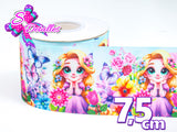 LBP07146 - Listón Estampado de 7,5 cm - Rapunzel (por metro)