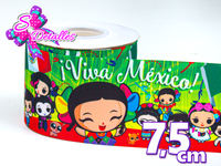 LBP07187 - Listón Impreso de 7,5 cm - Mexico (por metro)