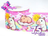 LBP07210 - Listón Estampado de 7,5 cm - Capibara (por metro)