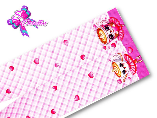 LBP07284 - Listón Estampado de 7,5 cm - Ballerina Capuchina (Tira)
