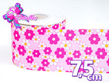 LBP07446 - Listón Estampado de 7,5 cm - Flores (por metro)