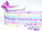 LBP07019 - Listón Estampado de 7,5 cm - Corazones (por metro)