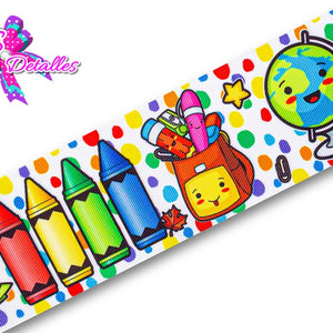 LBP07105 - Listón Estampado de 7,5 cm - Creyones (por metro)