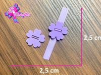PL0001 - Pasa listón Acrílico de 2,5cm x 2,5cm - Flor Lila (Abertura 1 cm)