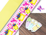 PXQ00408 - 1 Listón Estampado + 1 Listón Unicolor + 1 Resina para Moño