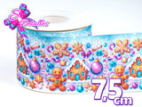 LBP27428 - Listón Estampado de 7,5 cm - Navidad (por metro)