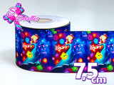 LBP07417 - Listón Estampado de 7,5 cm - Rosalina (por metro)