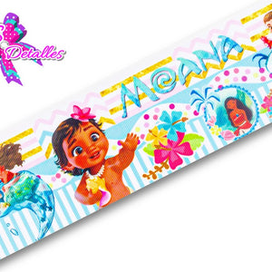 LBP07445 - Listón Estampado de 7,5 cm - Moana (por metro)