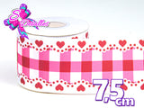 LBP07055 - Listón Estampado de 7,5 cm - Corazones (por metro)