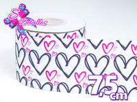 LBP07257 - Listón Impreso de 7,5 cm - Corazon (por metro)
