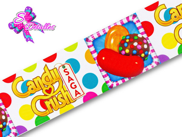 LBP07340 - Listón Impreso de 7,5 cm - Candy Crush (por metro)